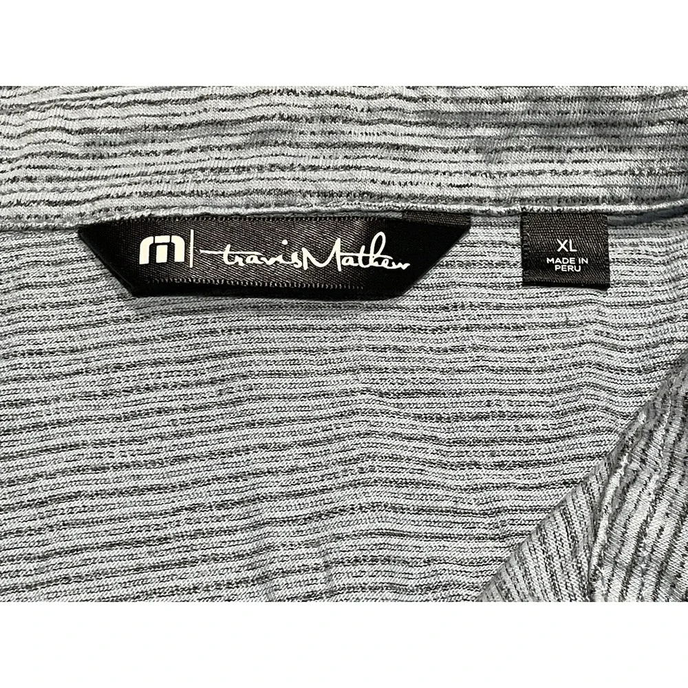Travis Mathew Polo Shirt Mens XL Blue Striped Golf‎ Performance Athletic